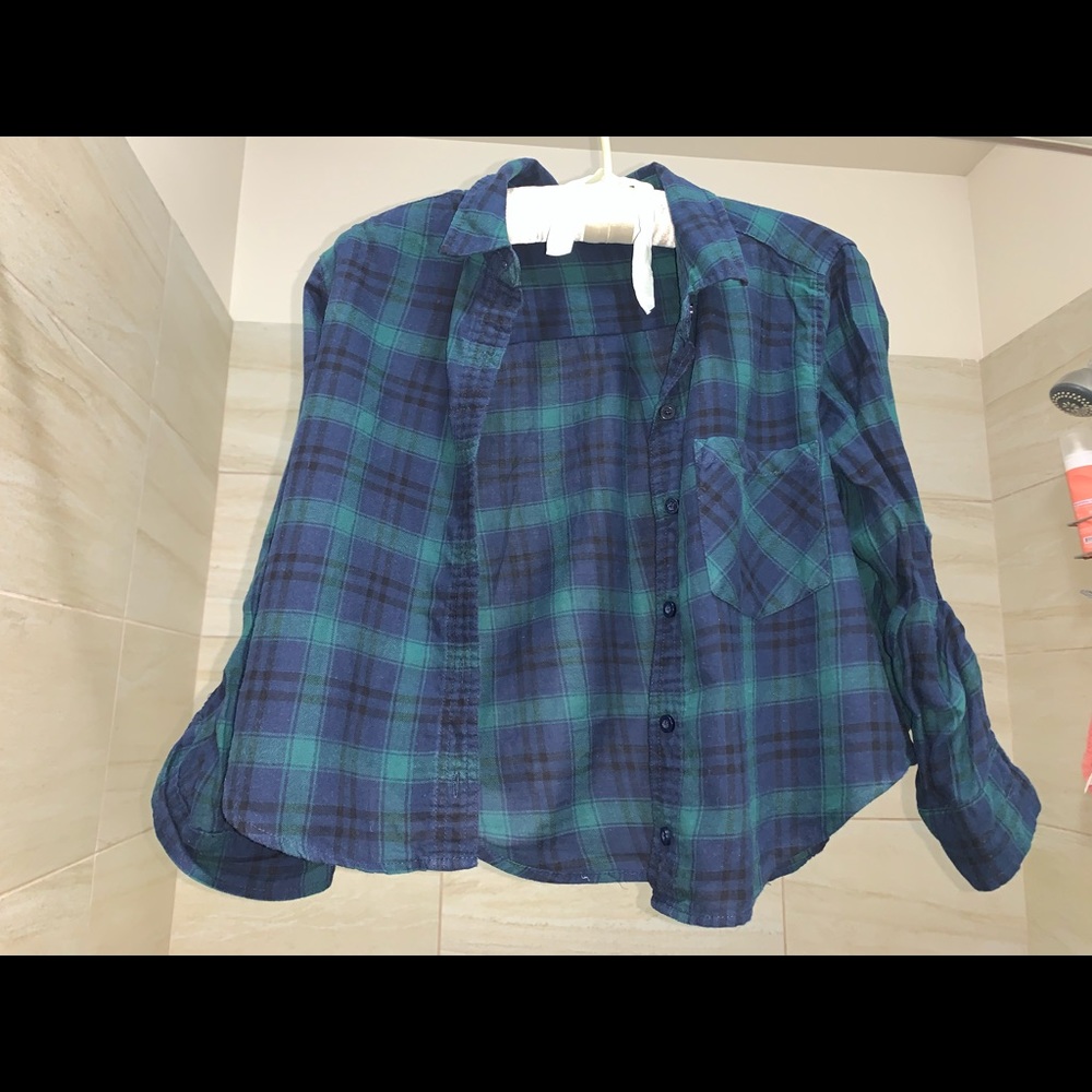 Cropped button up plaid shirt from Forever 21